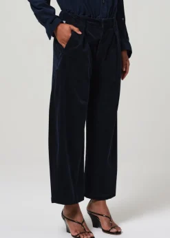 Cara Cropped Pleated Trouser Corduroy