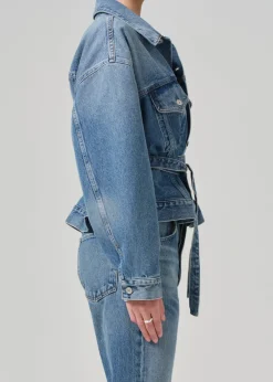 Leela Belted Denim Peplum Jacket