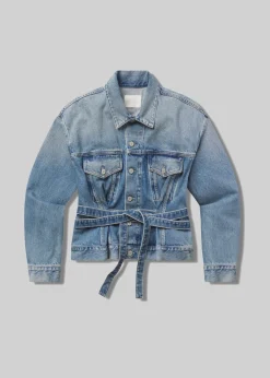 Leela Belted Denim Peplum Jacket