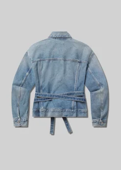 Leela Belted Denim Peplum Jacket