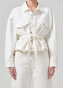 Leela Belted Denim Peplum Jacket