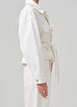 Leela Belted Denim Peplum Jacket