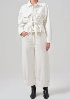 Leela Belted Denim Peplum Jacket