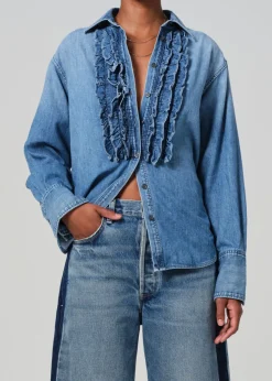 Ruffle Tuxedo Shirt